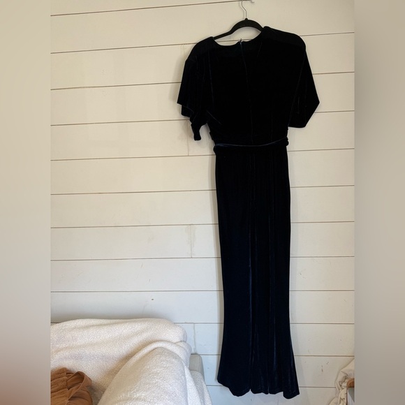 ModCloth x Collectif Keiko Velvet Maxi Dress Womens High Slit Blue Witchy - Picture 9 of 11